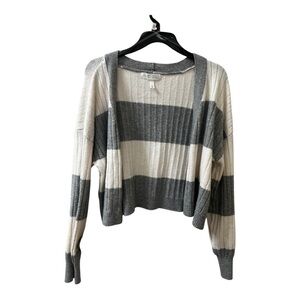 Planet Gold Gray and White Striped Cardigan